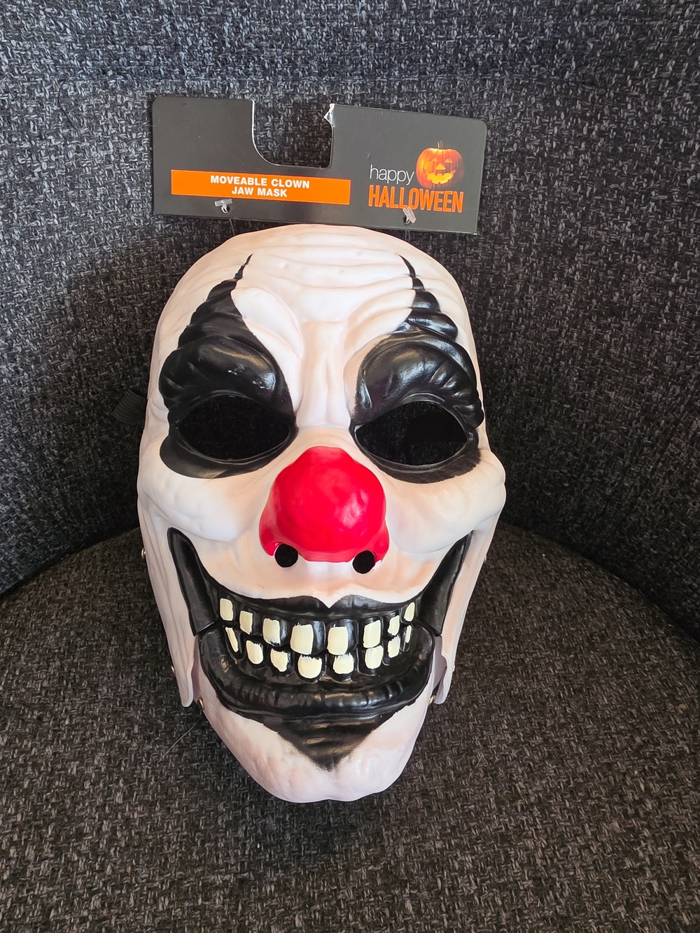 NWT Happy Halloween Creepy Clown Mask Moveable Jaw Adult One Size